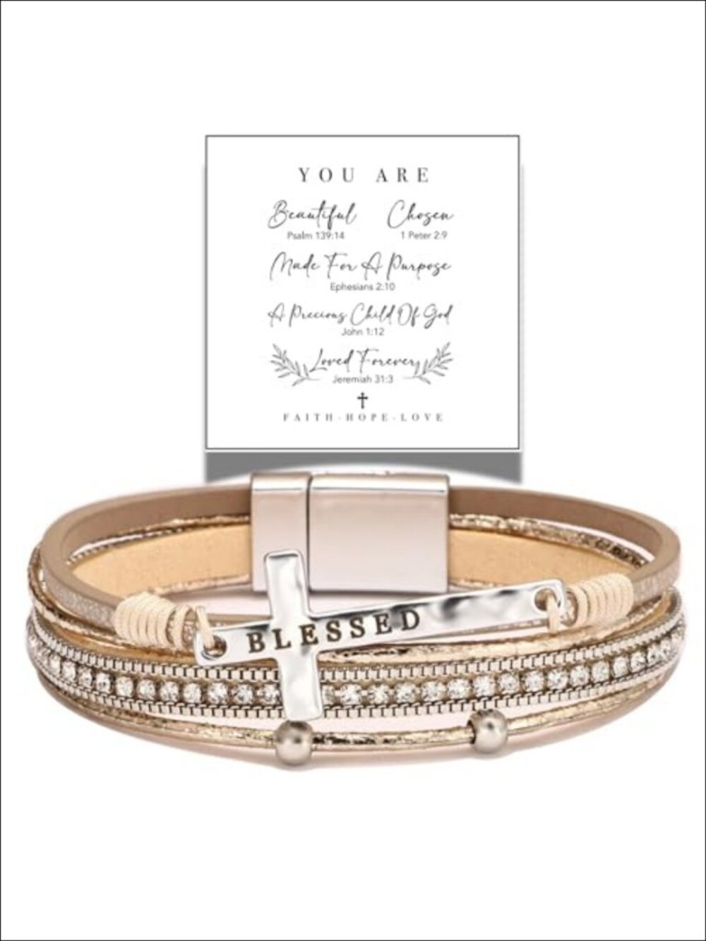 Cross Bracelet Women Leather Religious Christian Multi-Layer Wrap